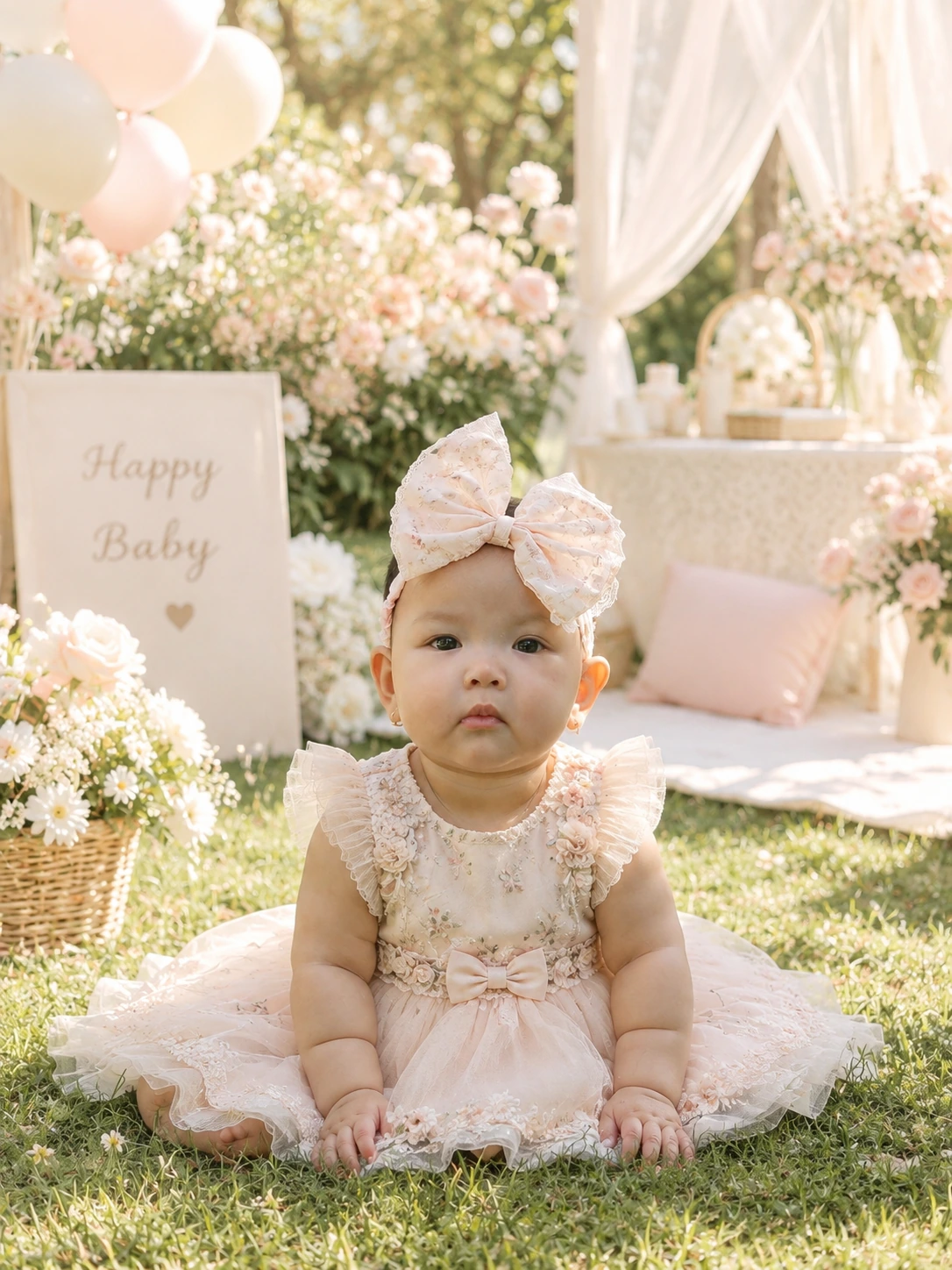Vani trong khu vườn sinh nhật pastel